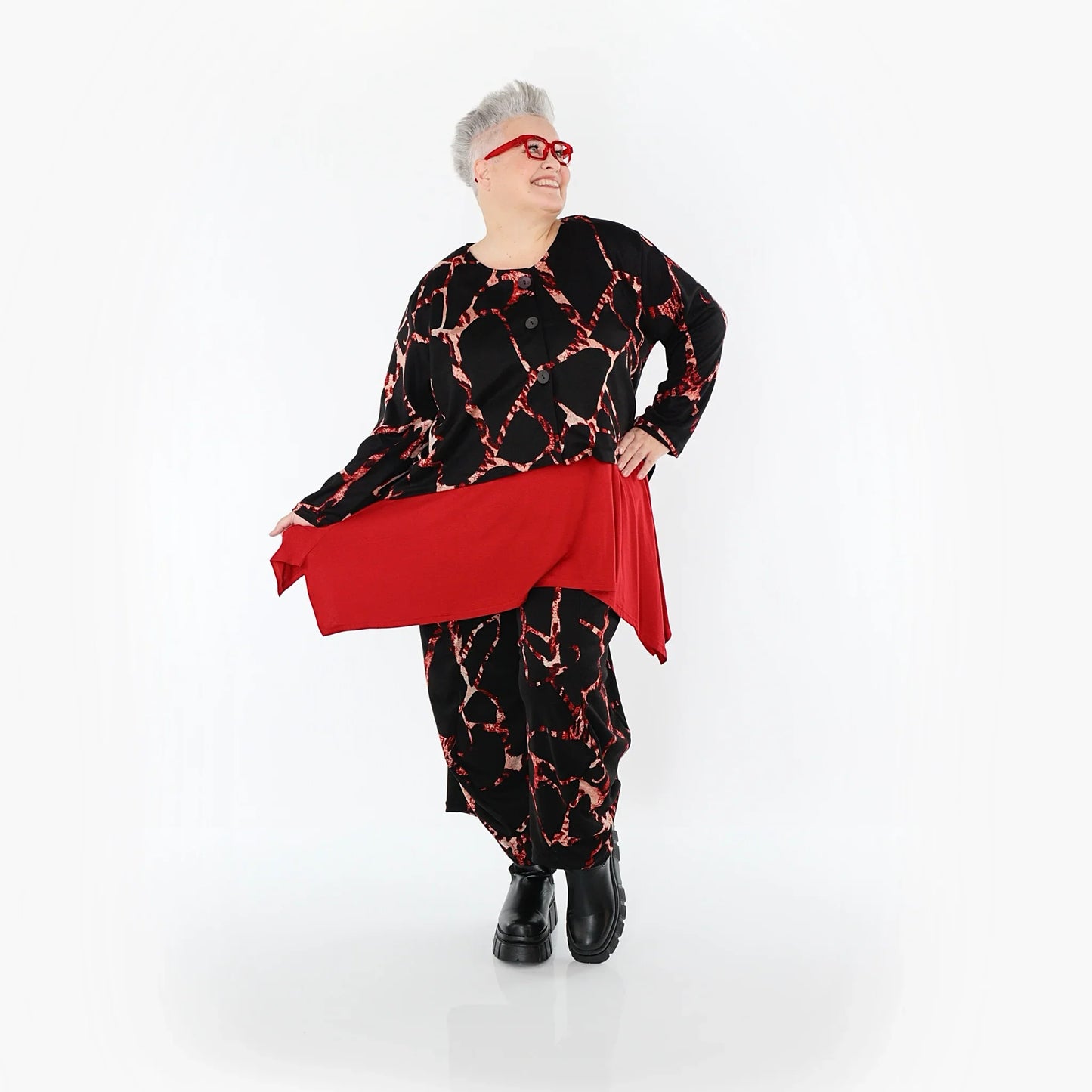 AKH Fashion 8069 Hose, Schwarz-Multi