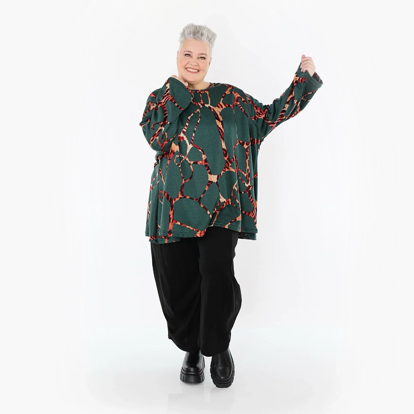 AKH Fashion 593 Big Shirt, Grün-Multi