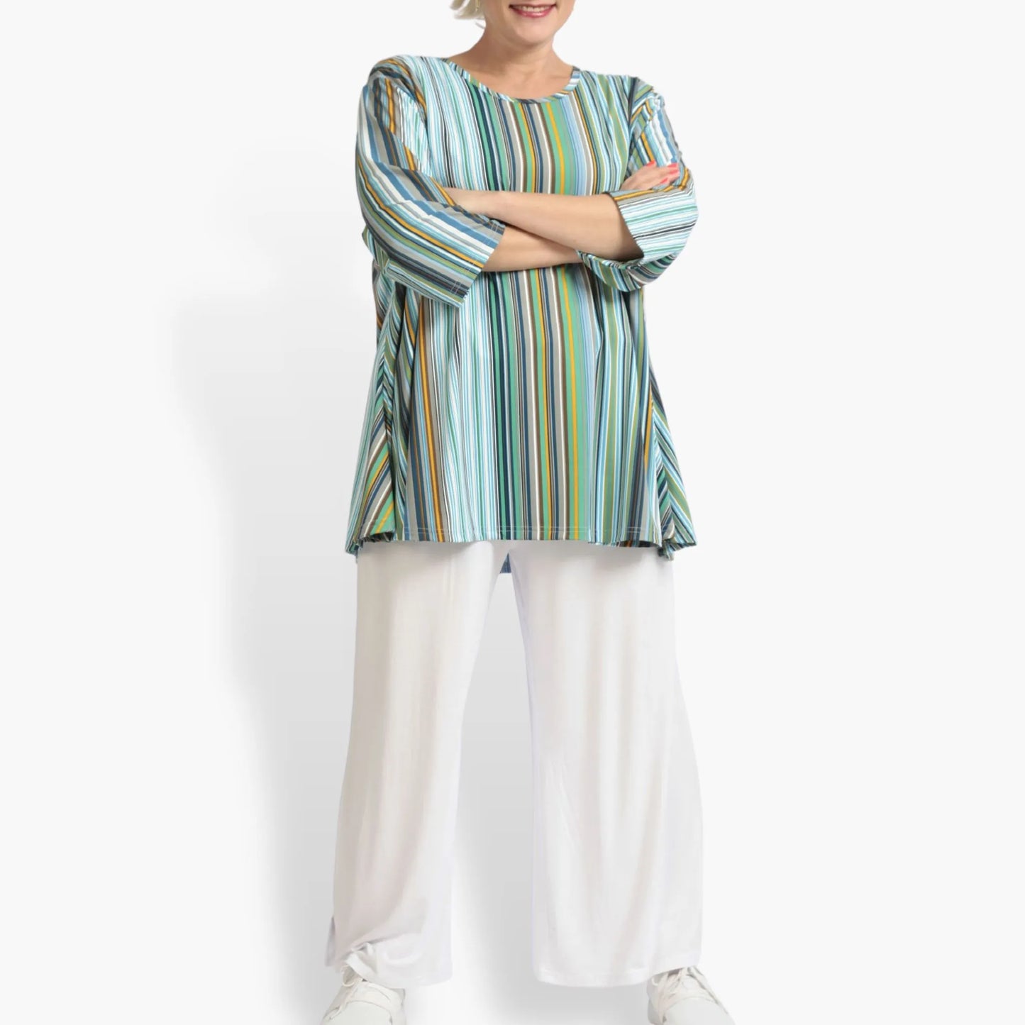 Sommer Shirt in Glocken Form aus stretcher Slinky Qualität, River in Blau