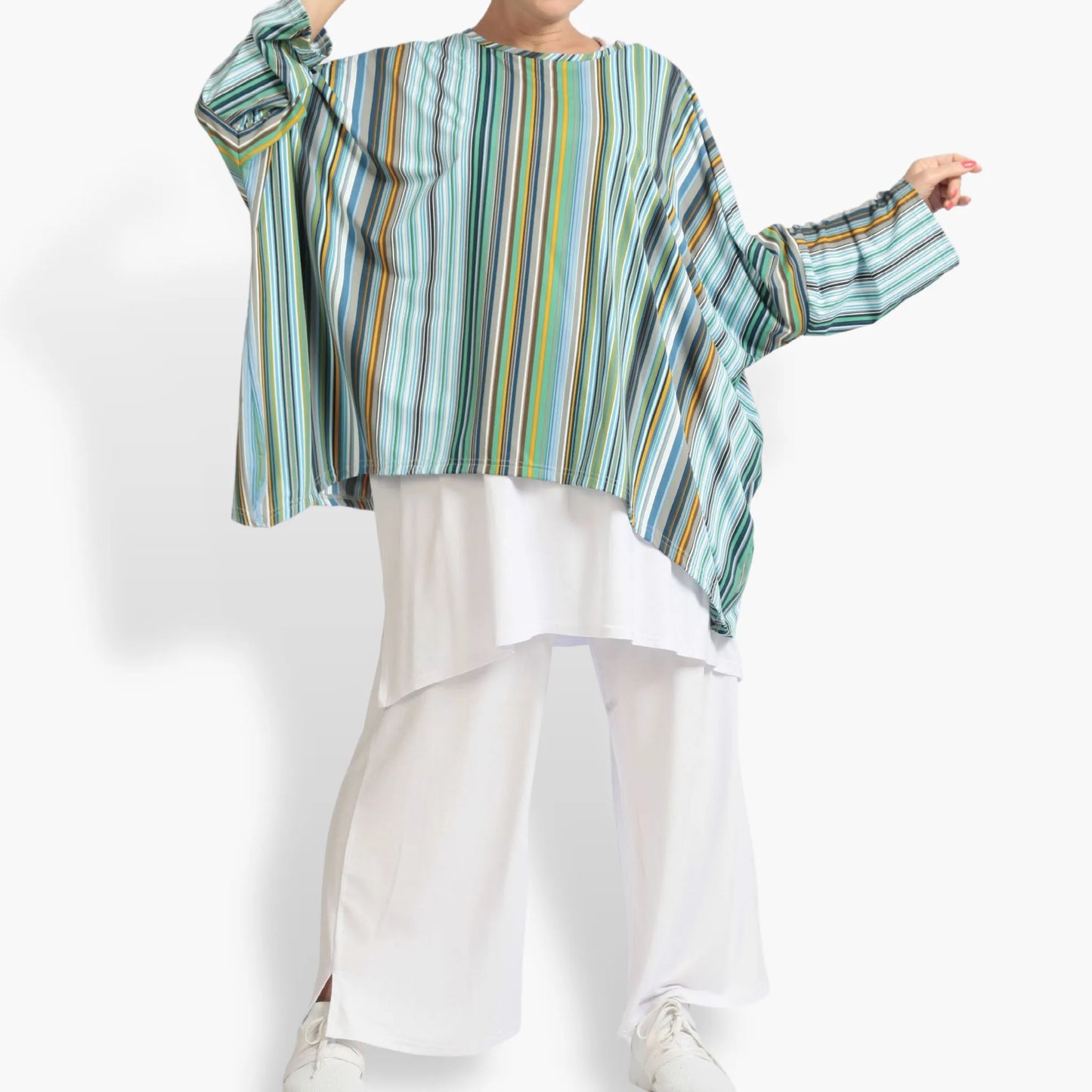 Sommer Big Shirt in A-Form aus stretcher Slinky Qualität, River in Blau