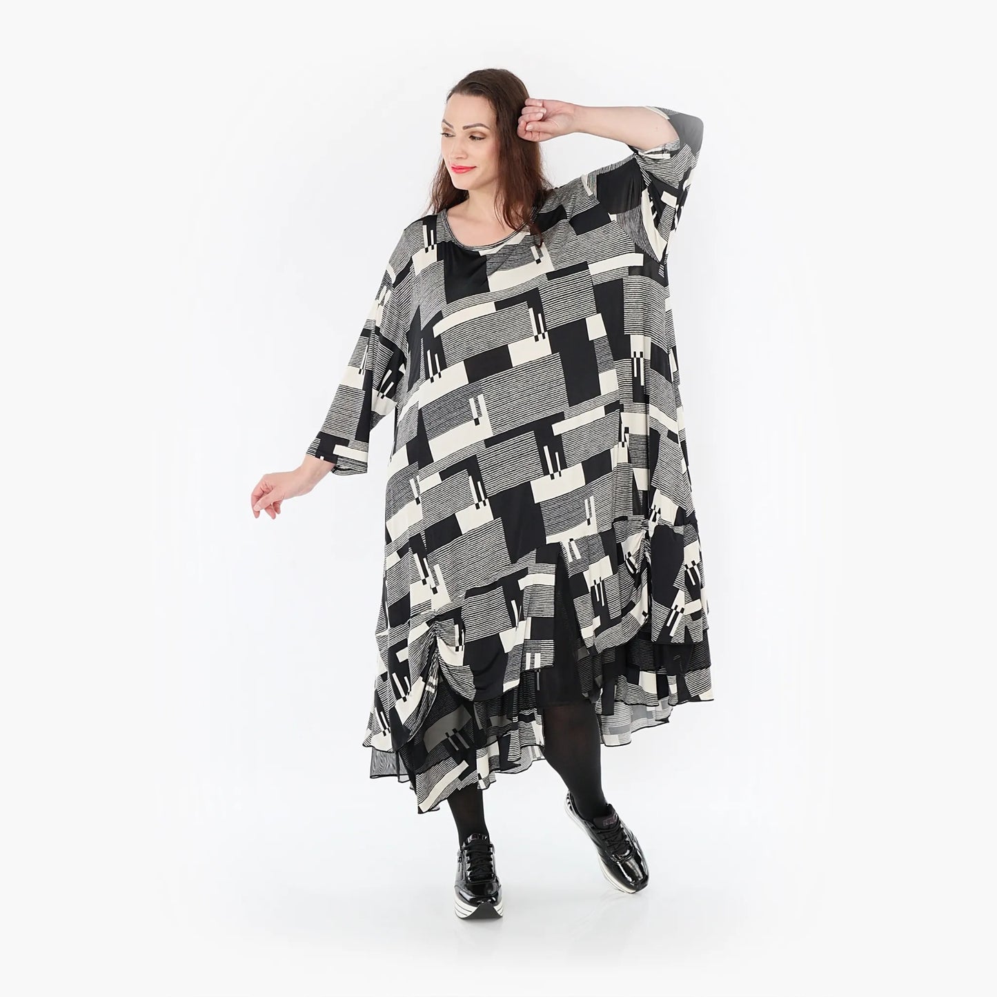 AKH 6959 Kleid, Schwarz-Ecru