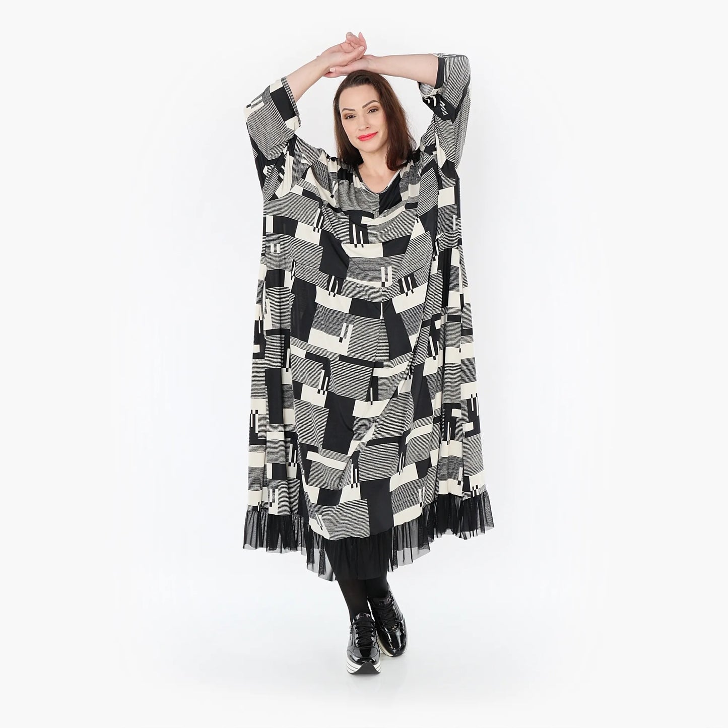 AKH 6984 Kleid, Schwarz-Ecru