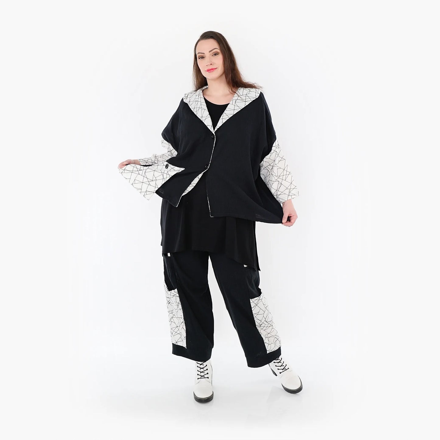 AKH 7025 Jacke, Schwarz-Weiß