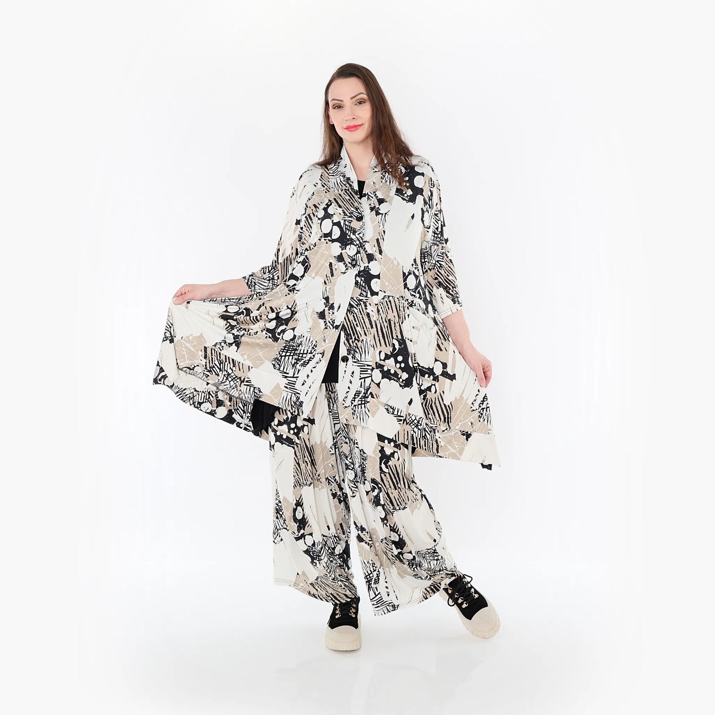 AKH Fashion 6970 Jacket, Beige-White-Black