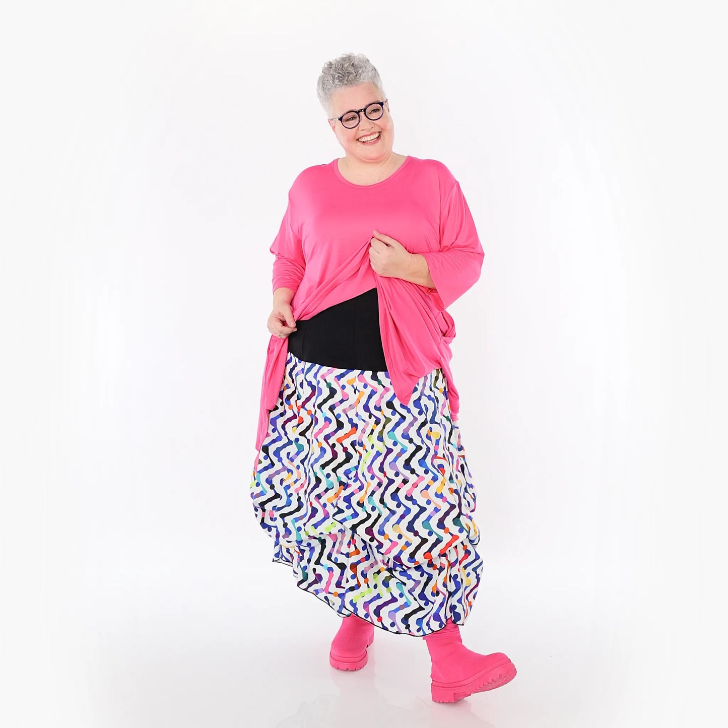 AKH Fashion 7559 Rock, Weiß-Multicolor