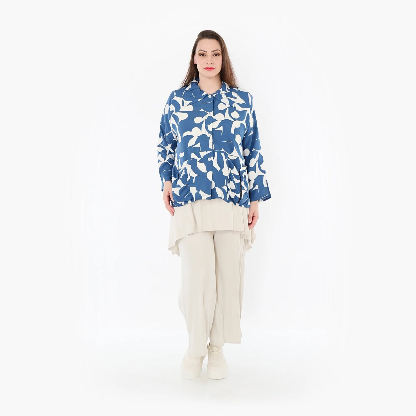 AKH Fashion 7067 Jacke, Blau-Weiß