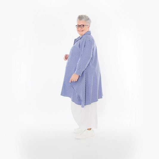 AKH Fashion 6917 Bluse, Blau-Weiß