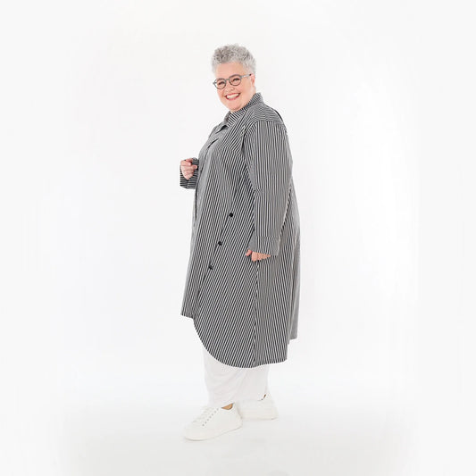 AKH Fashion 7057 Bluse, Anthrazit-Weiß