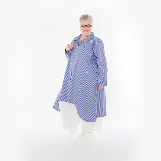 AKH Fashion 7057 Bluse, Blau-Weiß