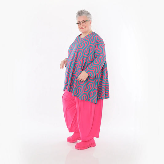 AKH Fashion 593 Big Shirt, Fuchsia-Grün
