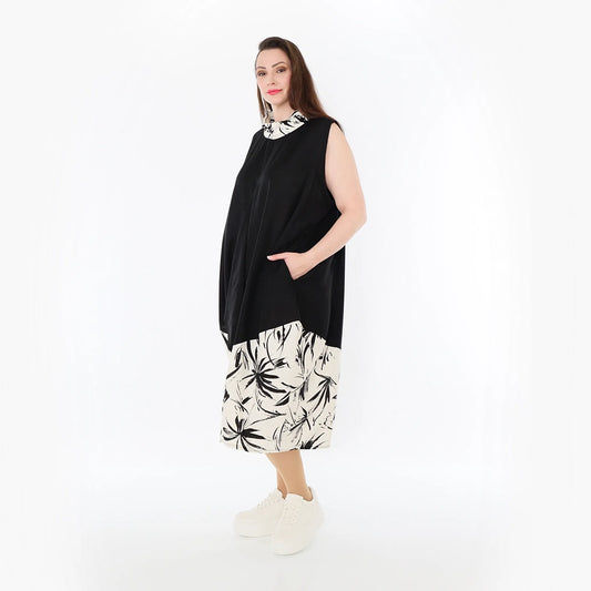 AKH Fashion 7072 Tunika, Schwarz-Ecru