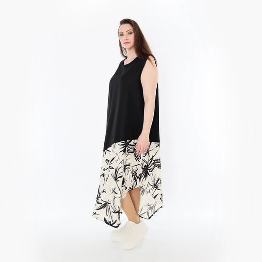 AKH Fashion 7073 Tunika, Schwarz-Ecru