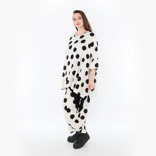 AKH Fashion 593 Big Shirt, Ecru-Schwarz-Cognac