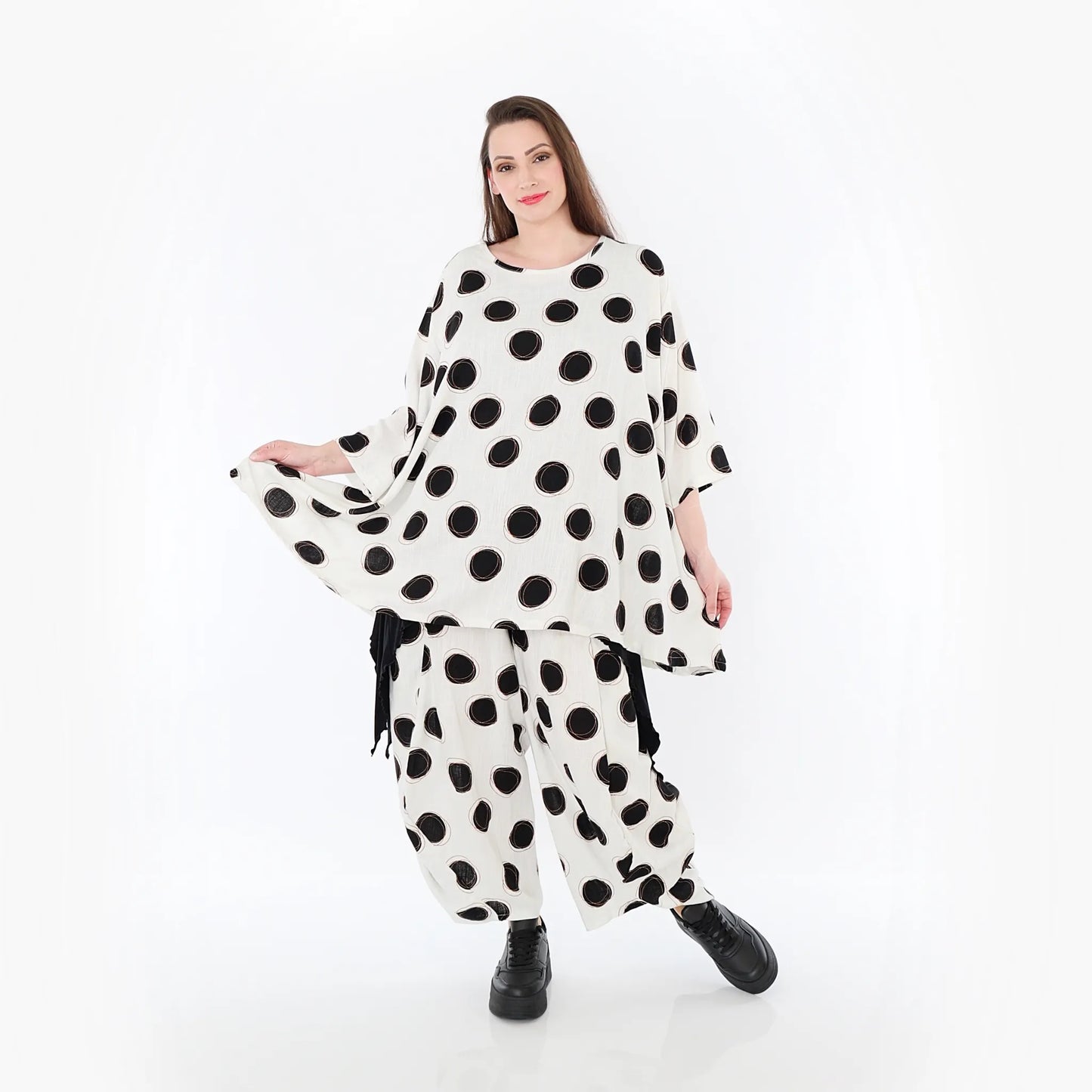 AKH Fashion 593 Big Shirt, Ecru-Schwarz-Cognac