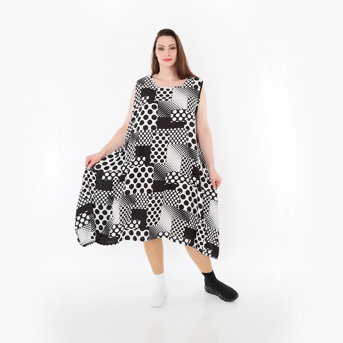 AKH Fashion 4489 Kleid, Schwarz-Weiß