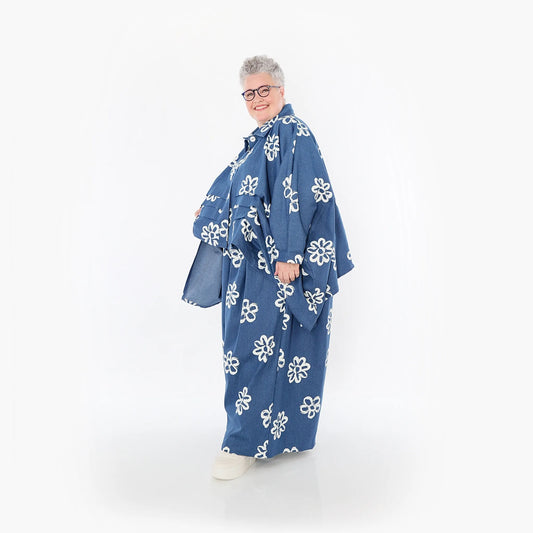 AKH Fashion 7077 Hose, Jeansblau-Weiß