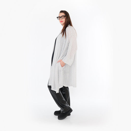 AKH Fashion 7040 Cardigan, Weiß-Schwarz