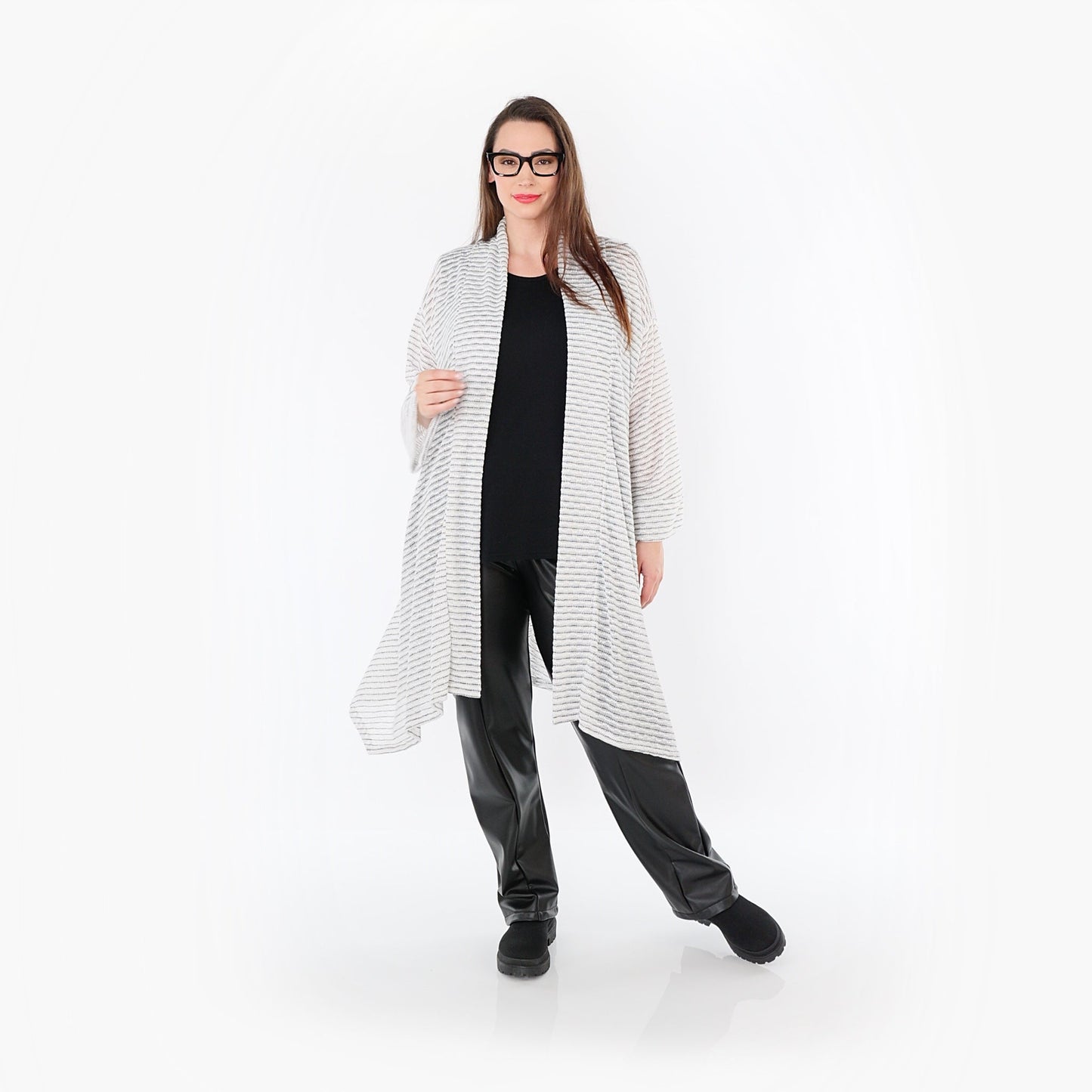 AKH Fashion 7040 Cardigan, Weiß-Schwarz