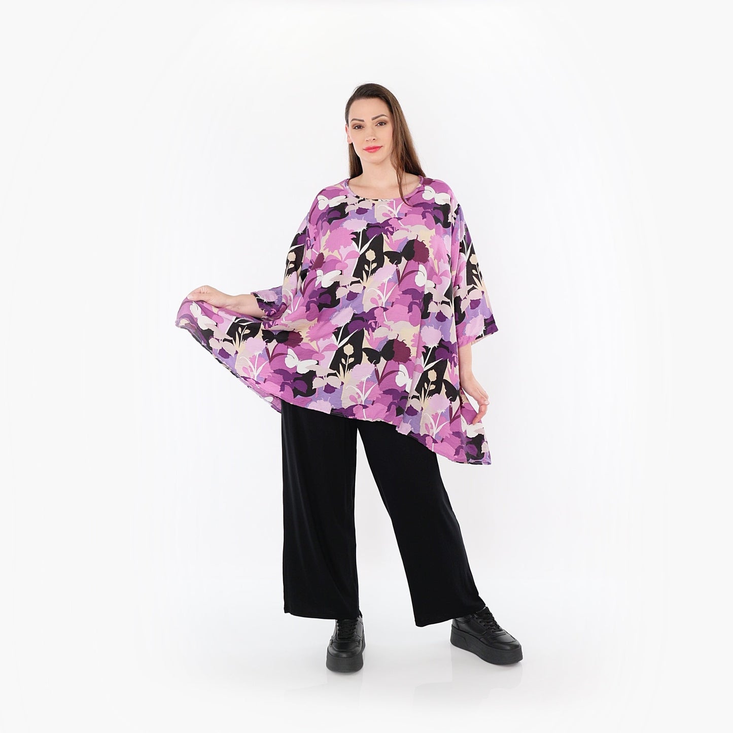 AKH Fashion 593 Big Shirt, Lila-Multicolor