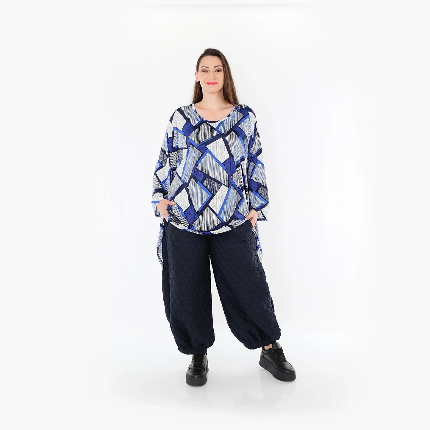 AKH Fashion 1019 Big Shirt, Blau-Weiß-Marine