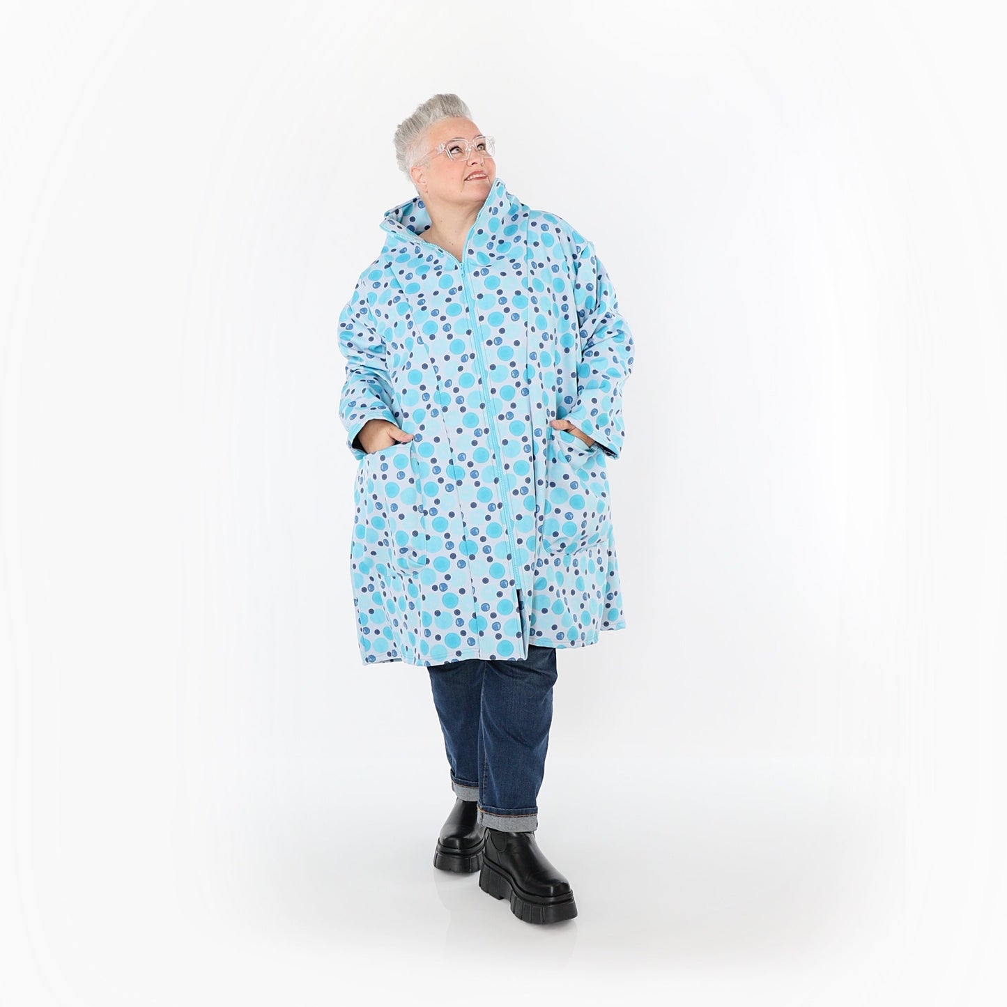 AKH Fashion 2276 Mantel, Blau-Multi