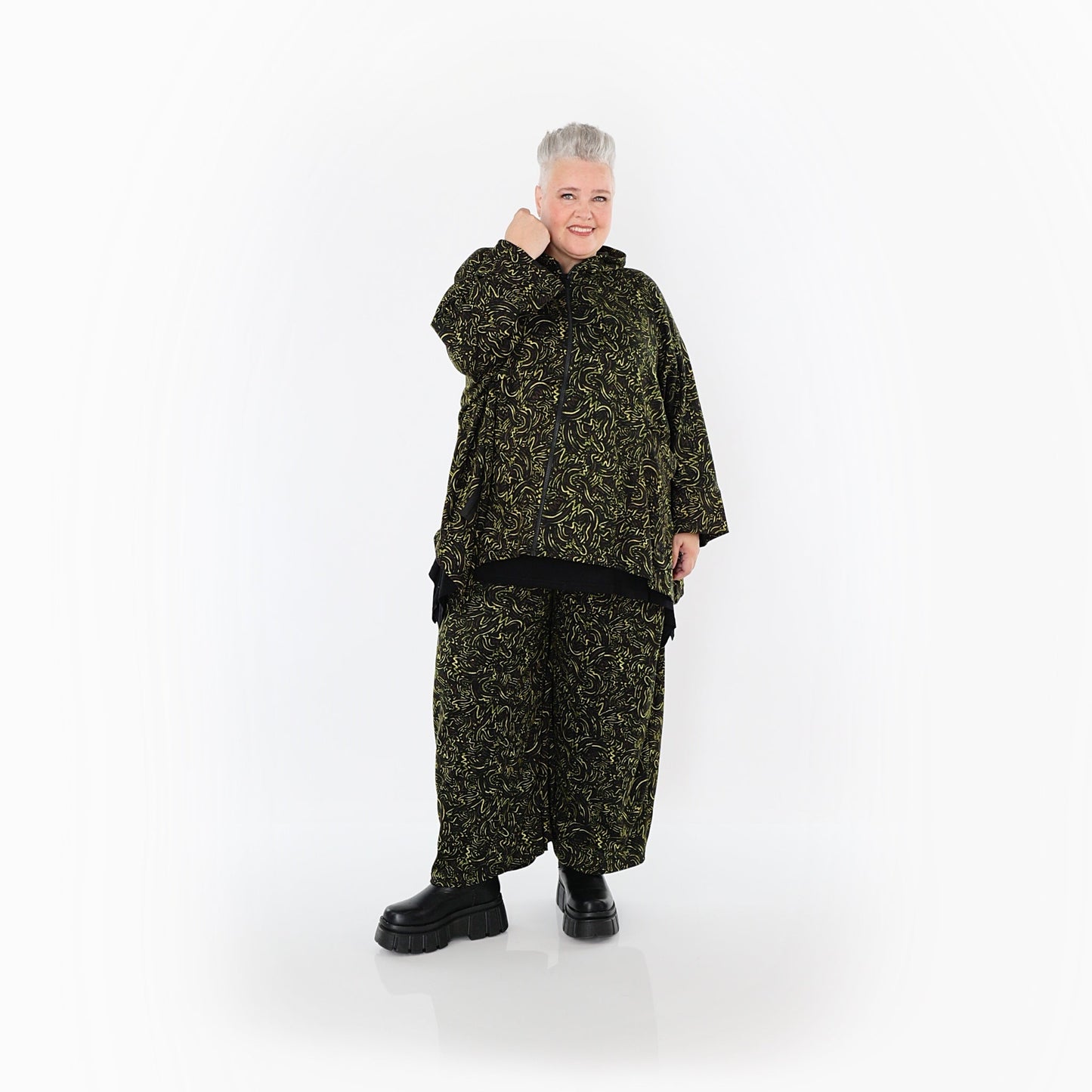 AKH Fashion 7083 Hose, Schwarz-Neongrün-Cognac