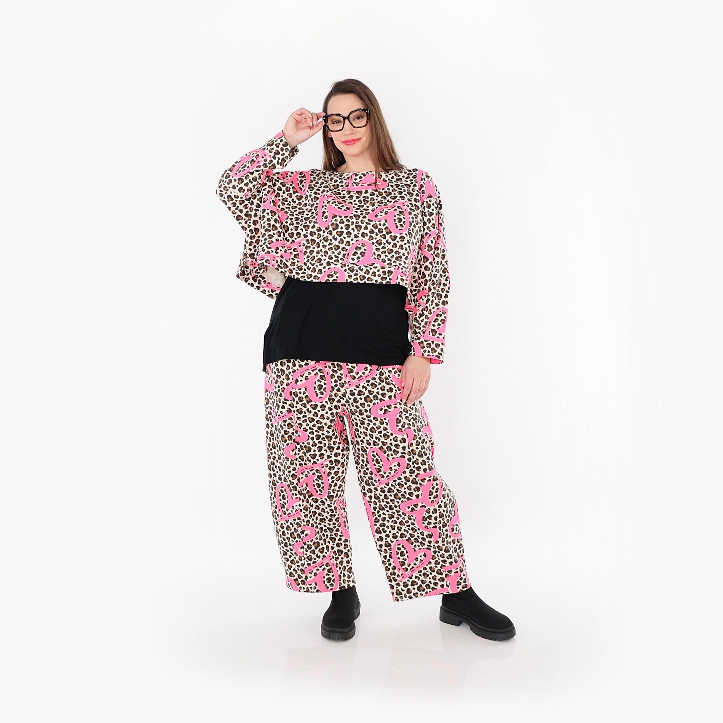 AKH Fashion 7121 Hose, Beige-Braun-Fuchsia