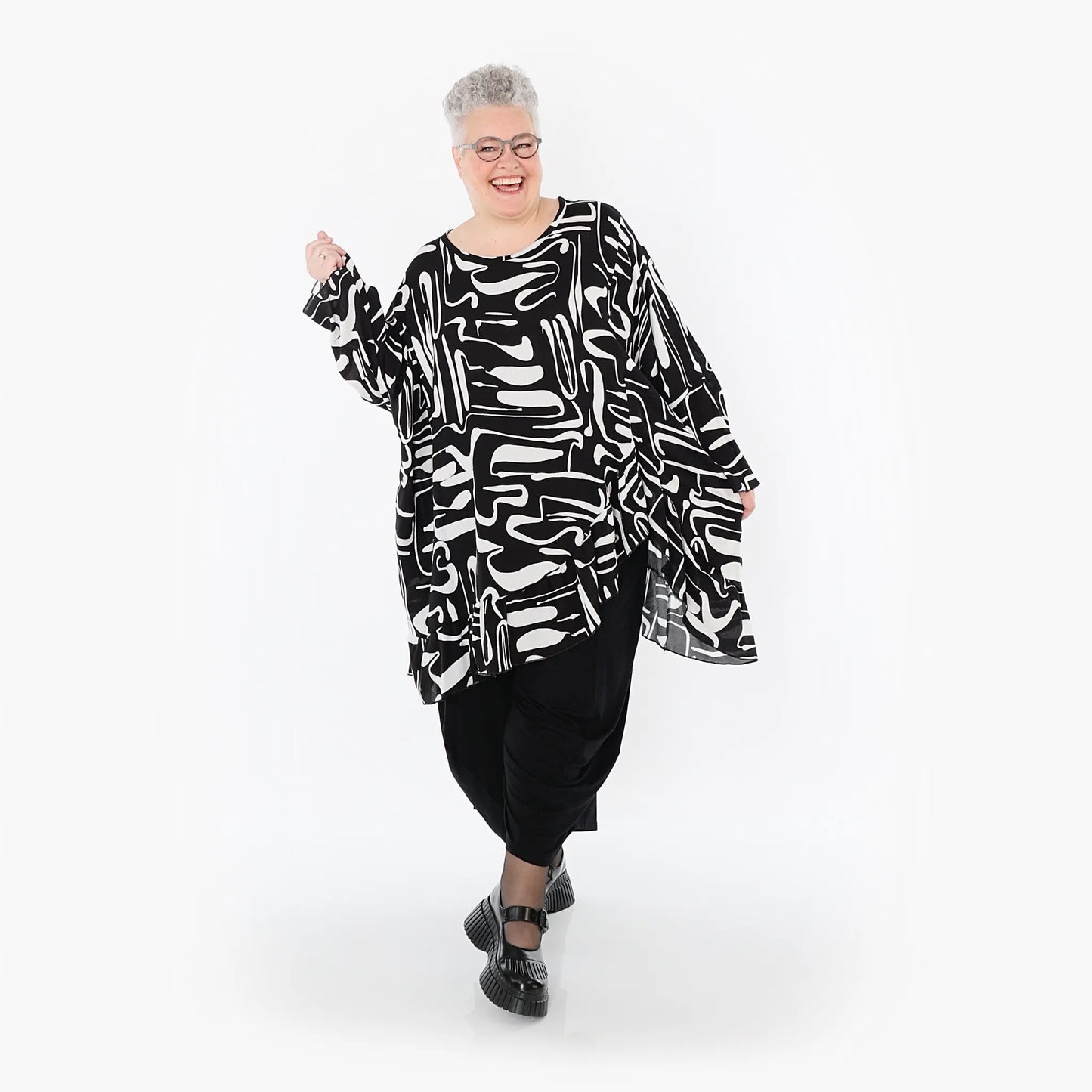 AKH Fashion 6911 Big Shirt, Schwarz-Weiß