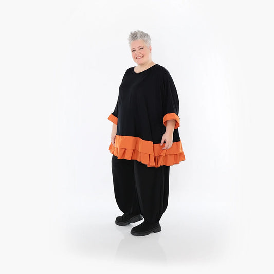 AKH Fashion 7103 Big Shirt, Schwarz-Orange