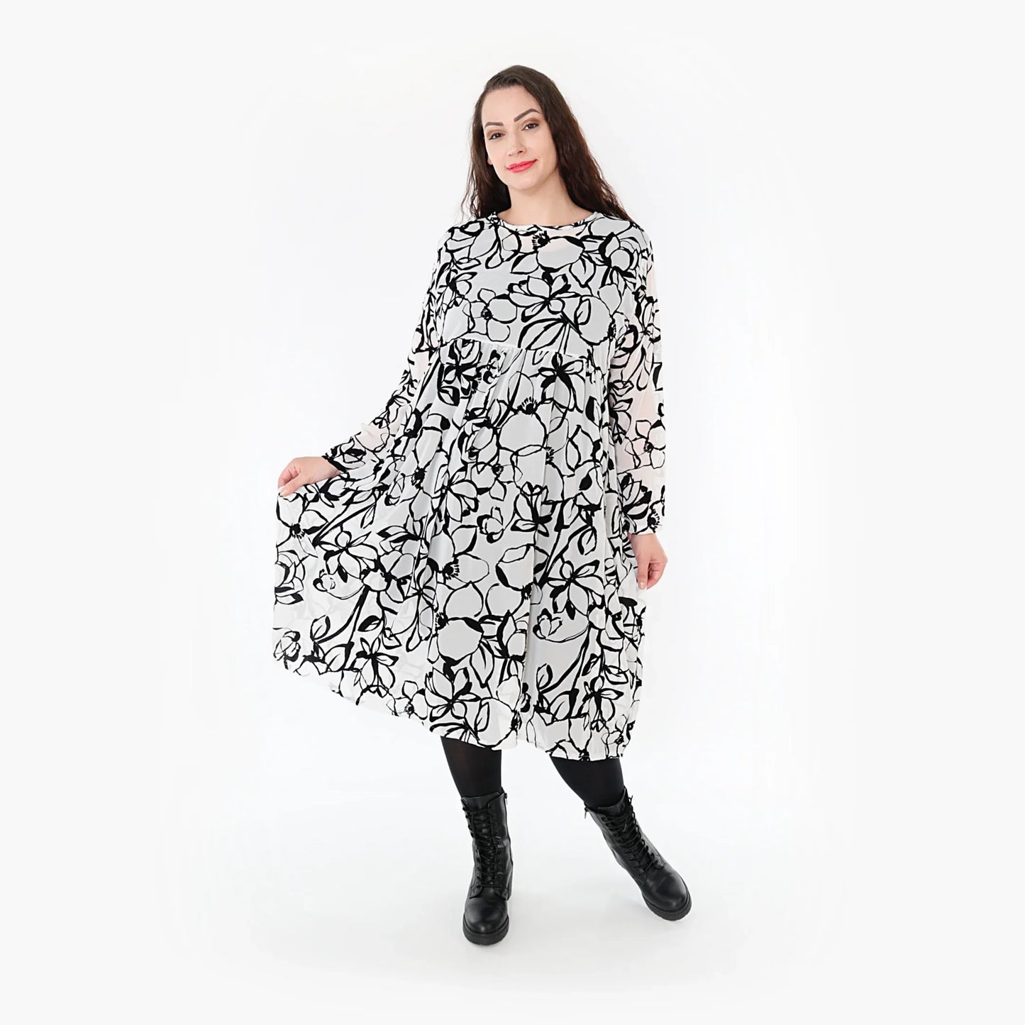 AKH 6698 Kleid, Weiß-Schwarz
