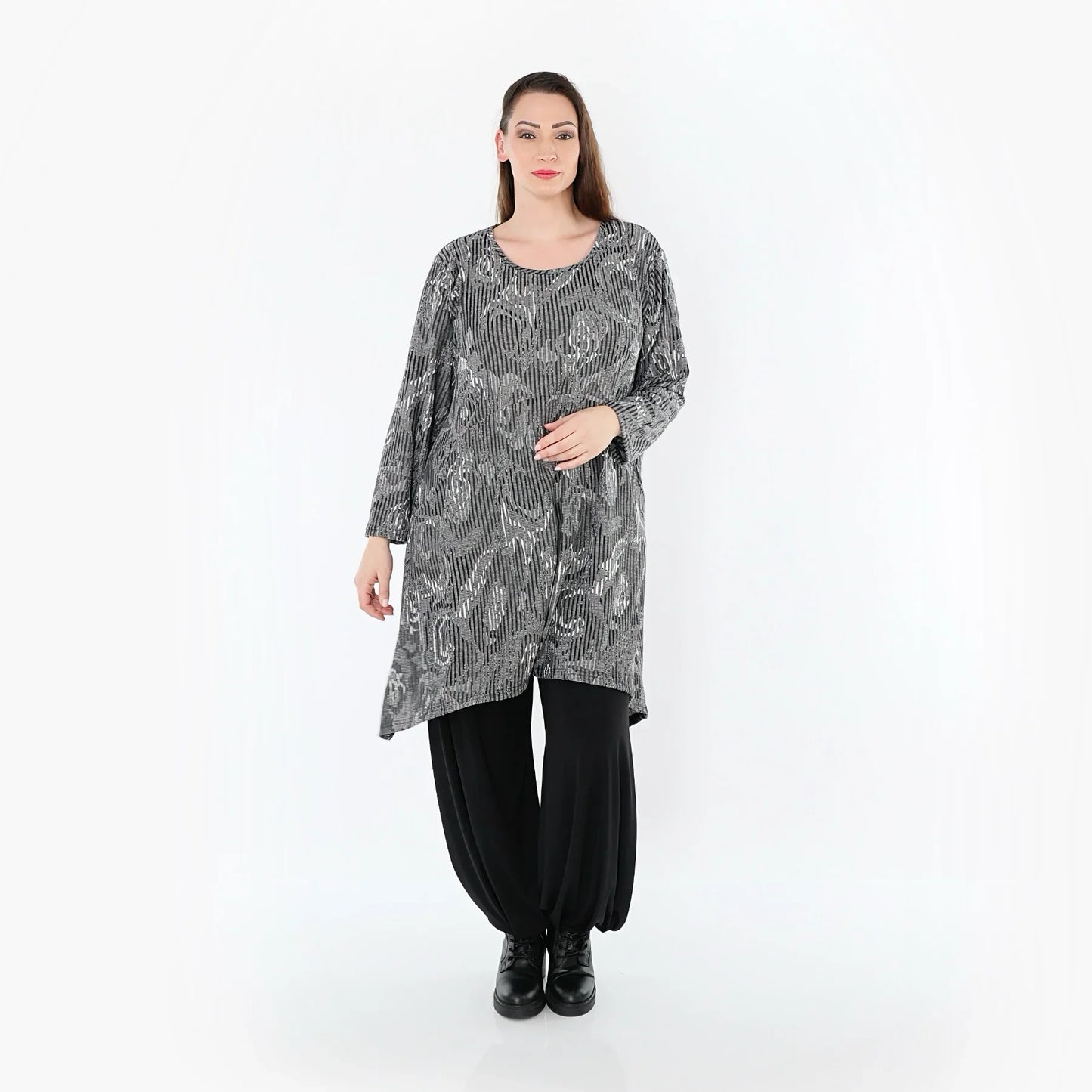 AKH Fashion 521 Shirt, Grau-Schwarz-Weiß
