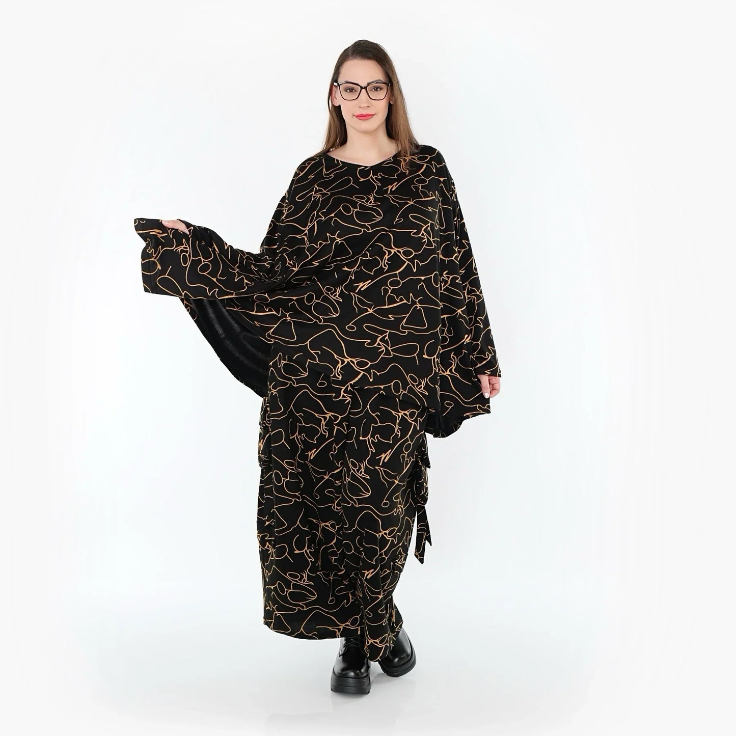 AKH Fashion 593 Big Shirt, Schwarz-Orange