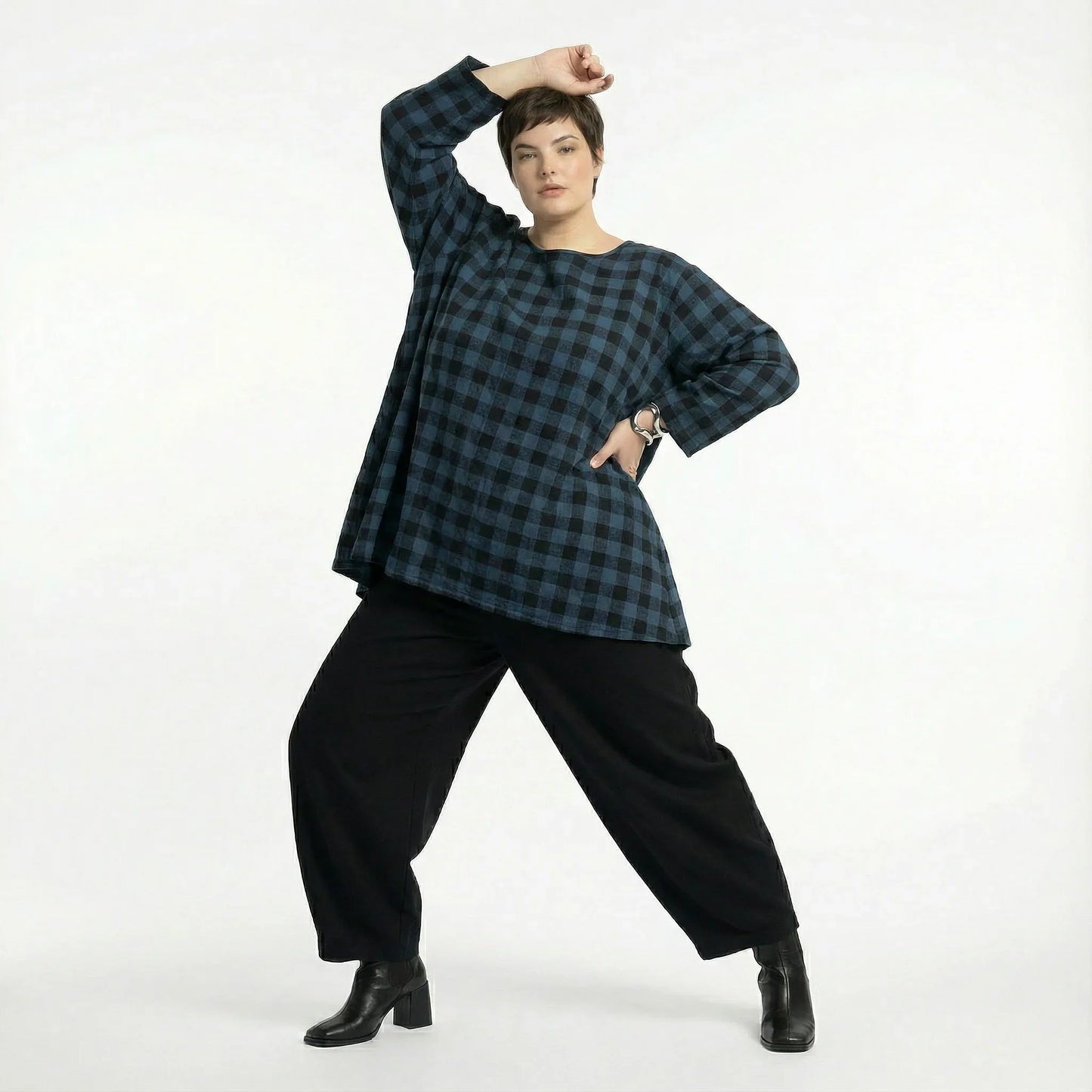 AKH Fashion 593 Big Shirt, Blue-Black