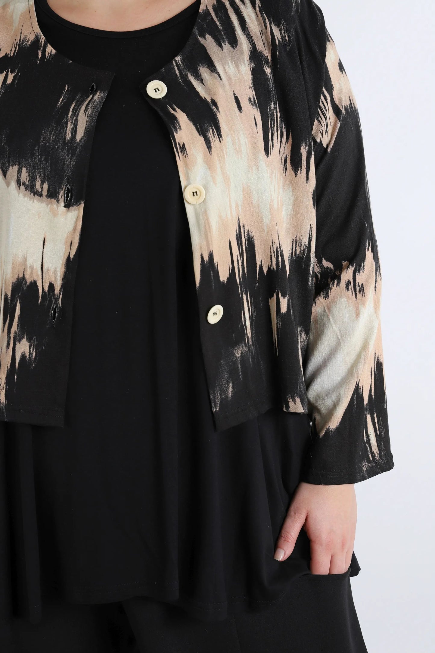 AKH 130 Jacke, Schwarz-Beige