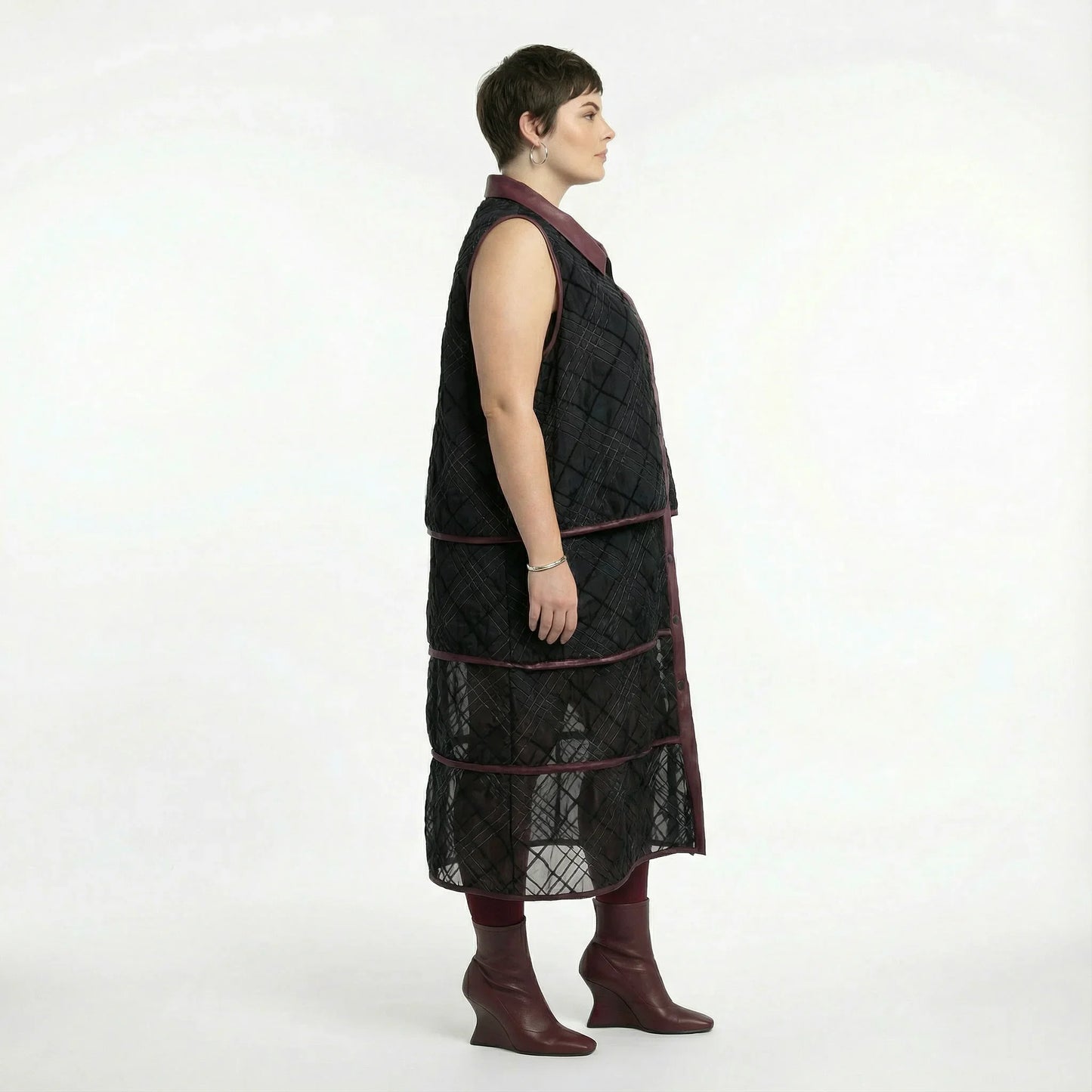 AKH Premium 7120 Weste, Weinrot-Silber