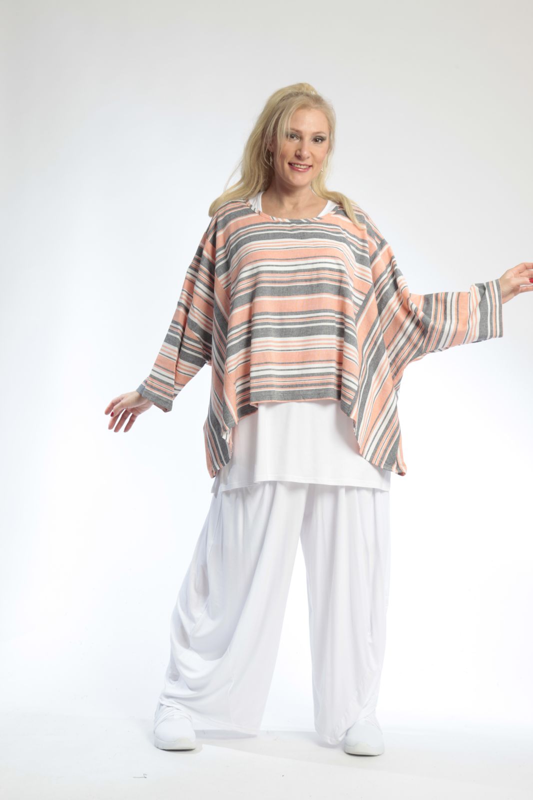 Summer big shirt in a boxy shape made of airy linen look quality, Candy in orange