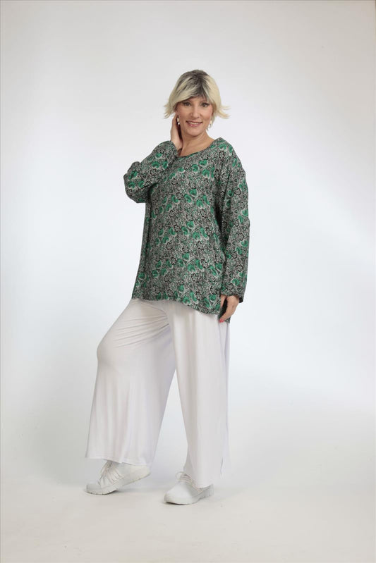 Straight-cut summer shirt made of quality poplin, white-black-green