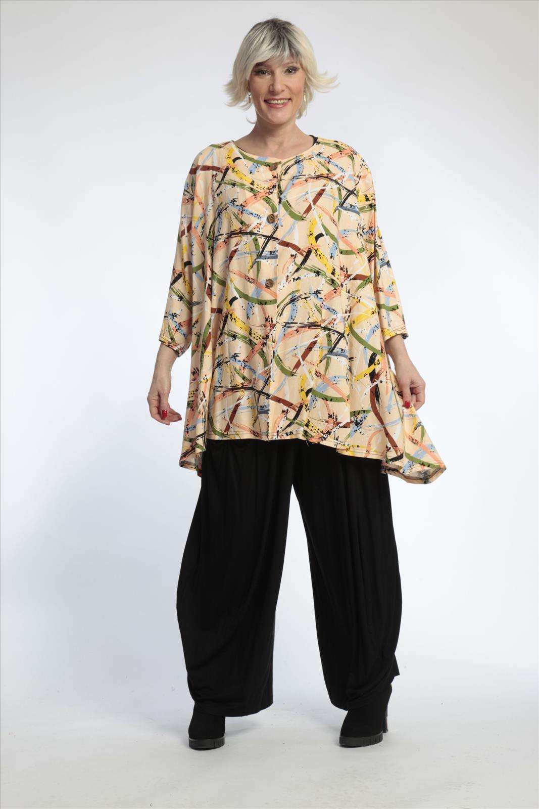 Summer jacket in A-shape made of linen look quality, Terra in apricot-multi