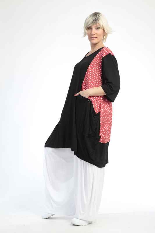 Summer shirt in balloon shape made of airy poplin quality, Baali in black and red