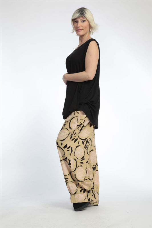 Summer trousers in a straight shape made of linen look quality, cotta in apricot-multi