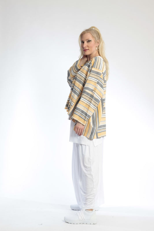 Summer big shirt in a boxy shape made of airy linen look quality, Candy in yellow