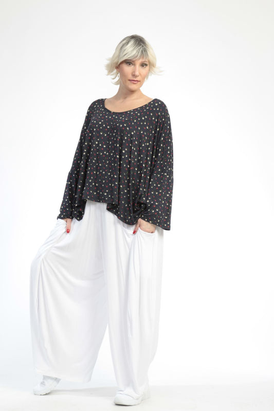 Summer big shirt in a boxy shape made of soft jersey quality, Rayan Blossom in dark blue
