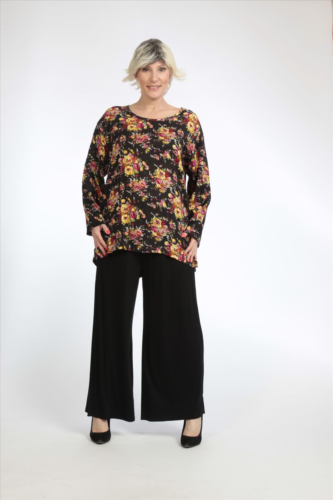 Straight-cut summer shirt made of quality poplin, black-multi