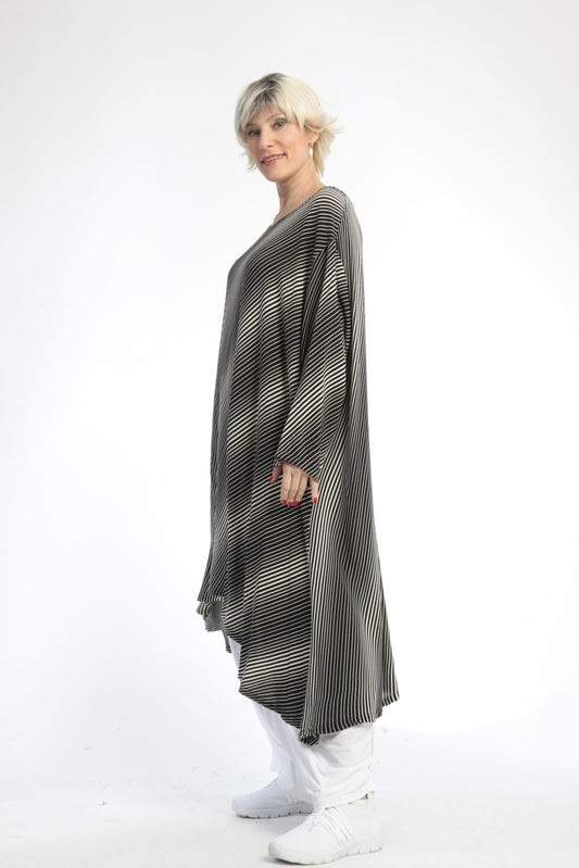 Summer big shirt in the shape of chiffon quality, Doppler in black and off-white