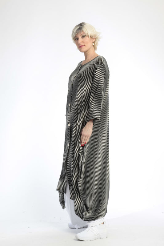 Summer blouse in balloon shape made of chiffon quality, Doppler in black and off-white