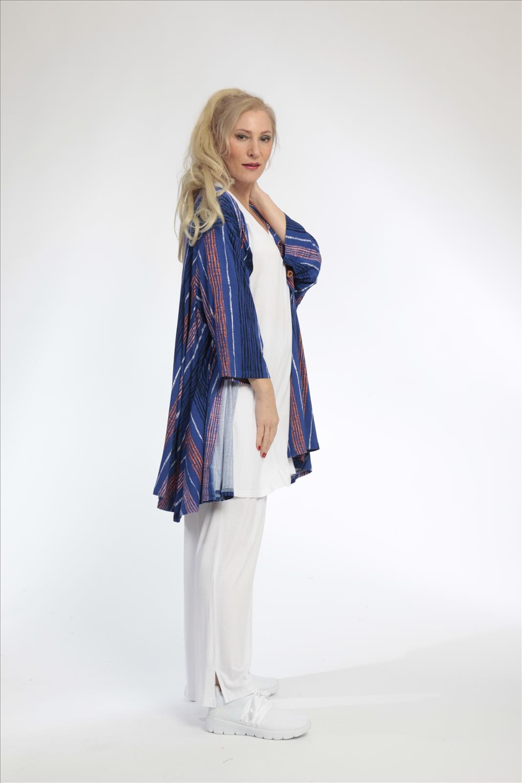 Summer jacket in A-shape made of soft jersey quality, Florida in royal blue-multi