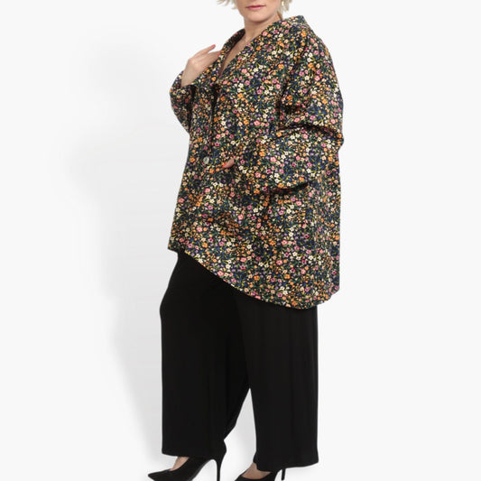 Summer jacket in A-shape made of poplin quality, Sunny in black-multi