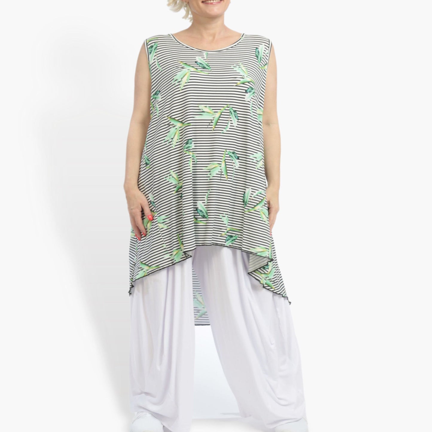 Sommer Tunika in Form aus er Jersey Qualität, Costa in Weiß-Schwarz