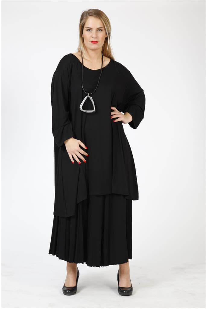 Viskose-Jersey Big Shirt in Schwarz