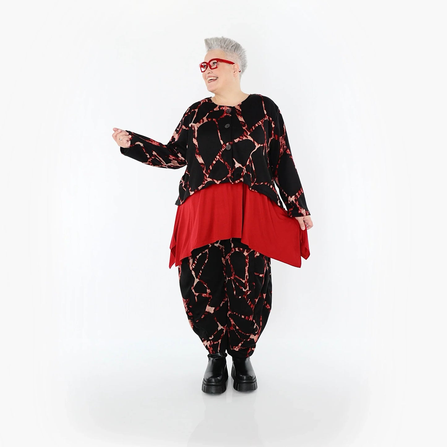 AKH Fashion 8069 Hose, Schwarz-Multi